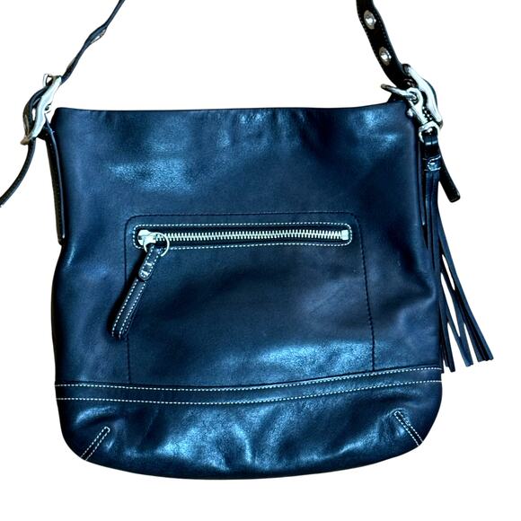 Coach 1415 Soho Slim Y2k Black Leather Hobo Fringe Tasseled Shoulder Bag - Picture 1 of 14